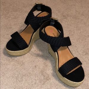 Black Strapped Wedges
